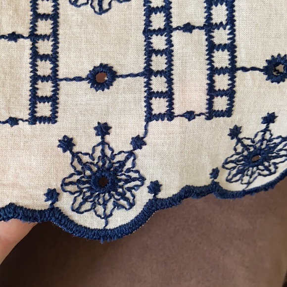 Zara Women’s Crop Top Blouse Navy Blue & White - Picture 9 of 11